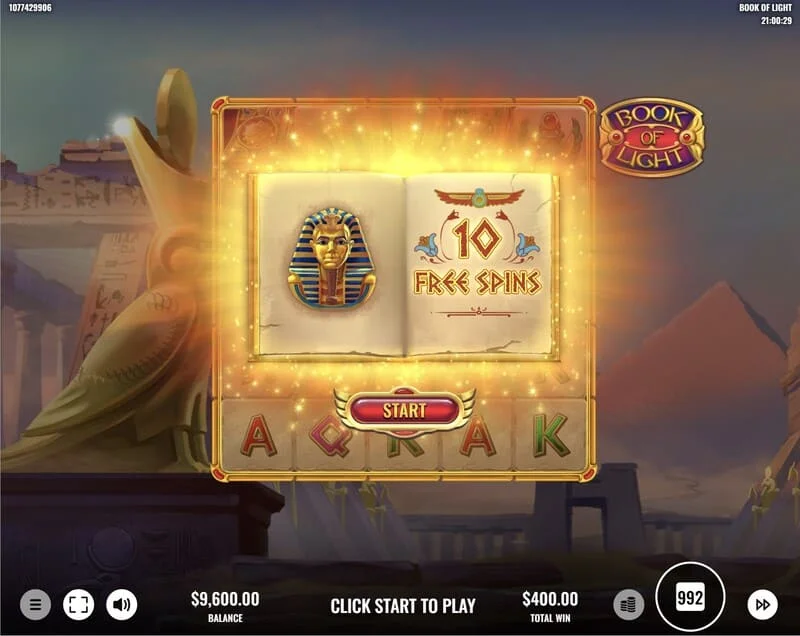 Book of Lights - spustenie zatočení Free Spins a rozširujúci sa symbol